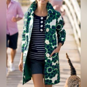 BODEN Showerproof Mac Coat Blue and Green Floral Rain/Trench Coat. Sz UK8/US4